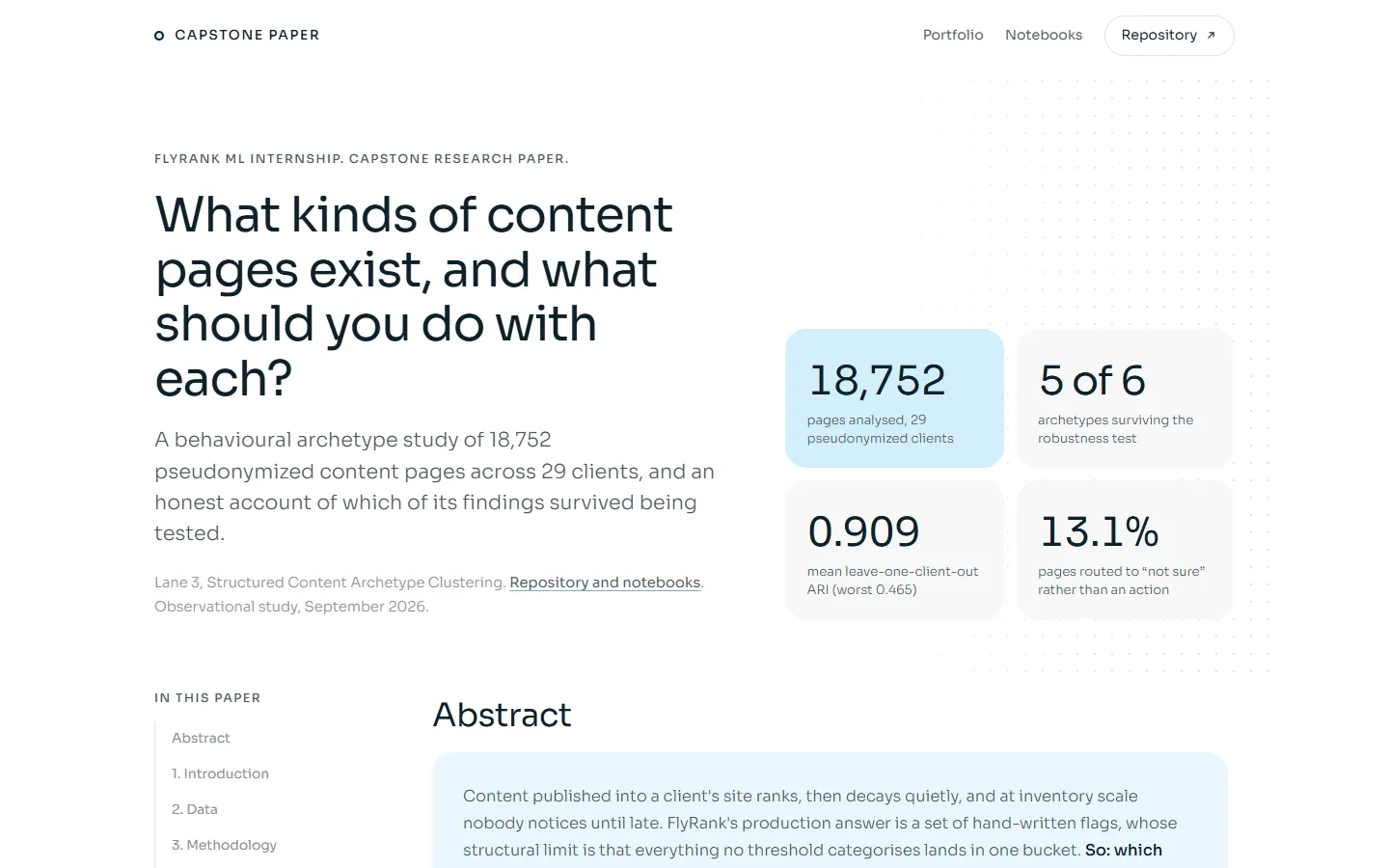 FlyRank capstone paper: What kinds of content pages exist, and what should you do with each?